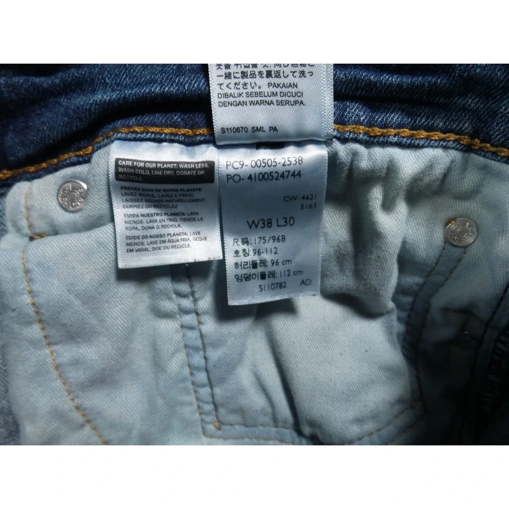 Levis Mens‎ Jeans 38 x 30 Blue Denim 505 Straight Leg Regular Fit Stretch